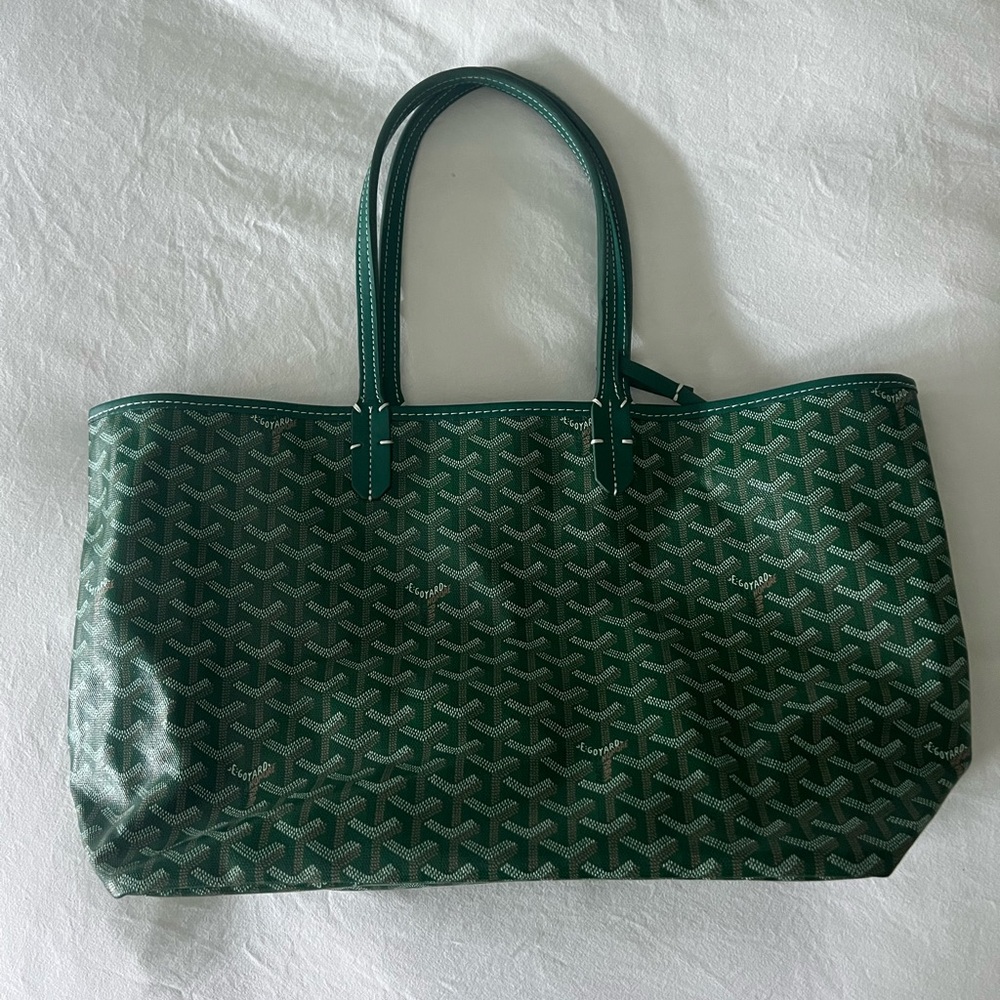Green monogram tote bag